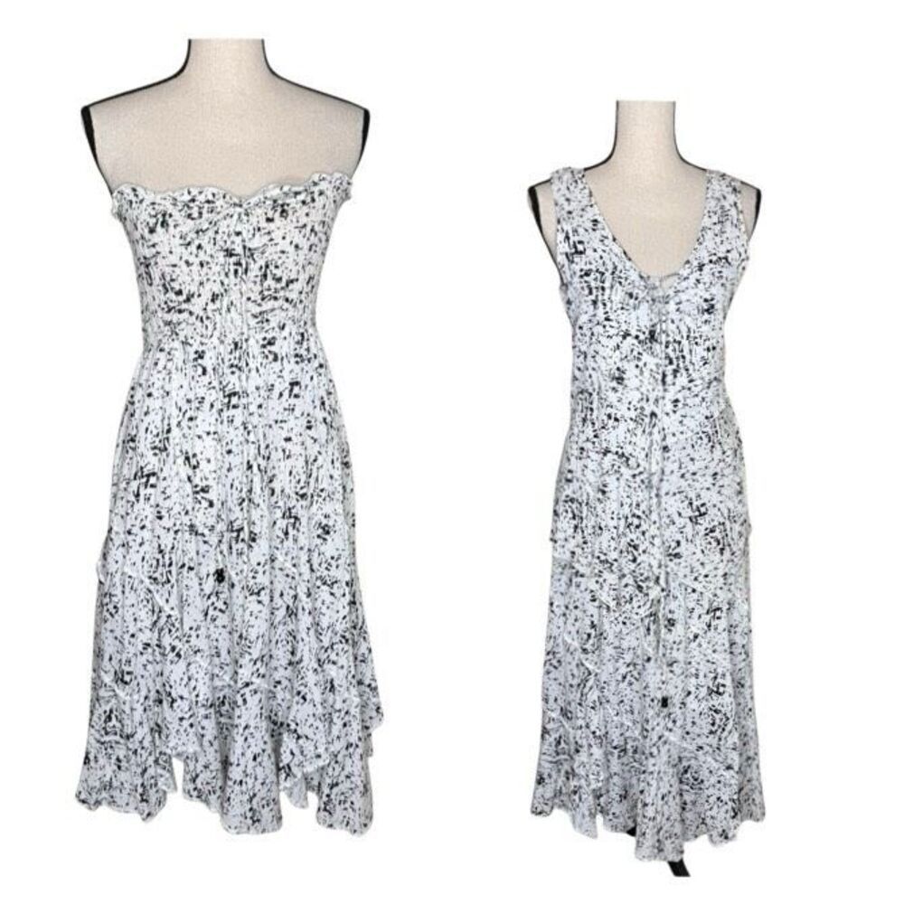 Stella Carakasi 2 Pc Dress & Top White & Black Smocked Strapless Dress & Top M